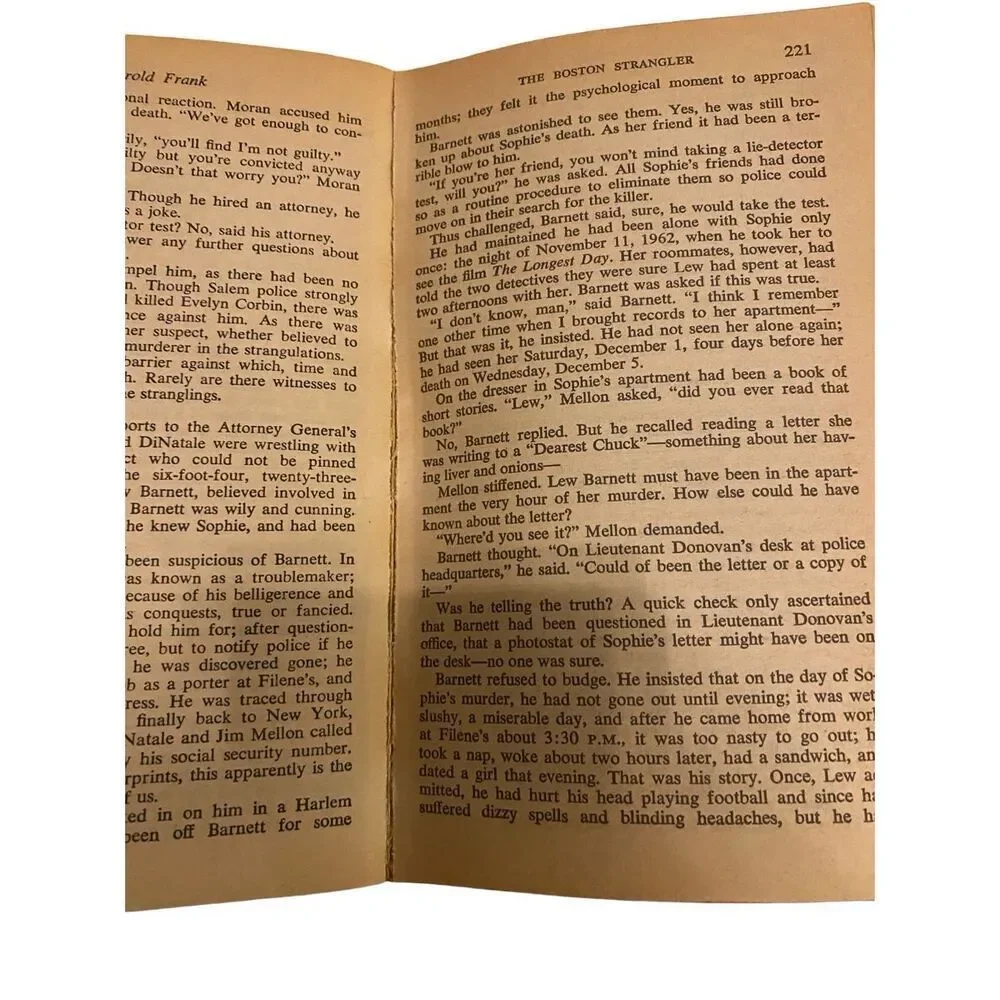 The Boston Strangler With Newspaper Clipping By Gerold Frank Paperback Book Nove
